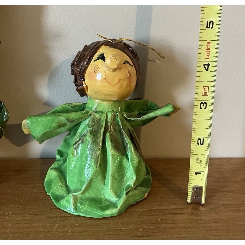 Vintage MCM Paper Mache Folk Art Angel and Caroler Ornaments Set - Taiwan - Picture 12 of 12